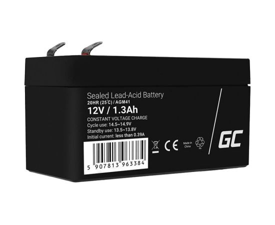 Maintenance-free AGM VRLA Green Cell AGM41 12V 1.3Ah Battery (for alarm system, cash register, toy)