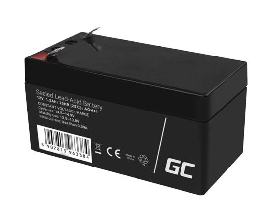 Maintenance-free AGM VRLA Green Cell AGM41 12V 1.3Ah Battery (for alarm system, cash register, toy)