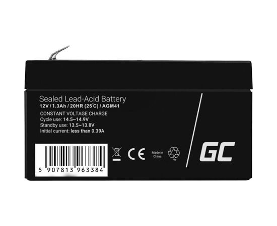 Maintenance-free AGM VRLA Green Cell AGM41 12V 1.3Ah Battery (for alarm system, cash register, toy)