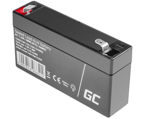 Maintenance-free AGM VRLA Battery Green Cell AGM52 6V 1.2Ah (for alarm system, cash register, toy)