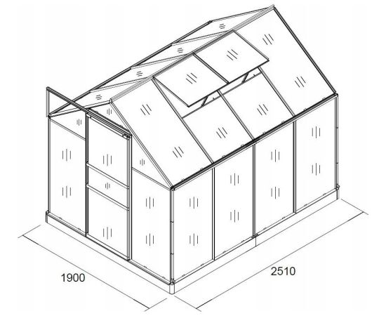 Funfit Szklarnia Ogrodowa Poliwęglanowa 250 cm x 190 cm x 195 cm - 4,75 m2