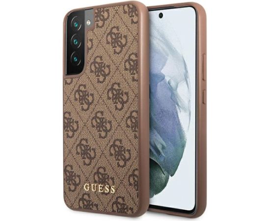 Guess GUHCS22SG4GFBR S22 S901 brązowy|brown hard case 4G Metal Gold Logo