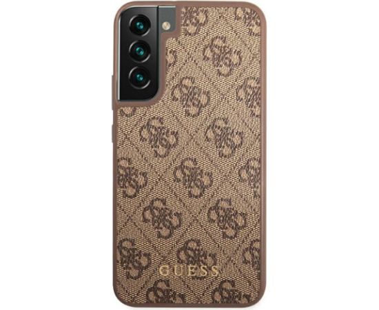 Guess GUHCS22SG4GFBR S22 S901 brązowy|brown hard case 4G Metal Gold Logo