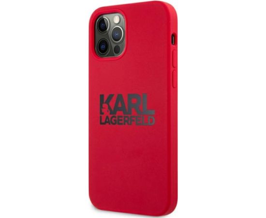 KLHCP12MSLKLRE Karl Lagerfeld Stack Black Logo Silicone Case for iPhone 12|12 Pro 6.1 Red