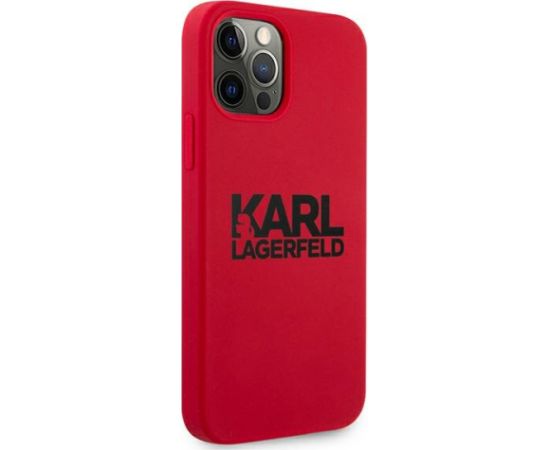 KLHCP12MSLKLRE Karl Lagerfeld Stack Black Logo Silicone Case for iPhone 12|12 Pro 6.1 Red