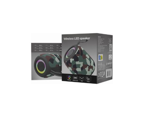 Skaļrunis Gembird Bluetooth LED Speaker SPK-BT-LED-05-CM Camo