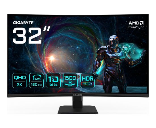 Gigabyte GS32QCA EU | 31.5 " | VA | 180 Hz | 1 ms | 250 cd/m² | HDMI ports quantity 2