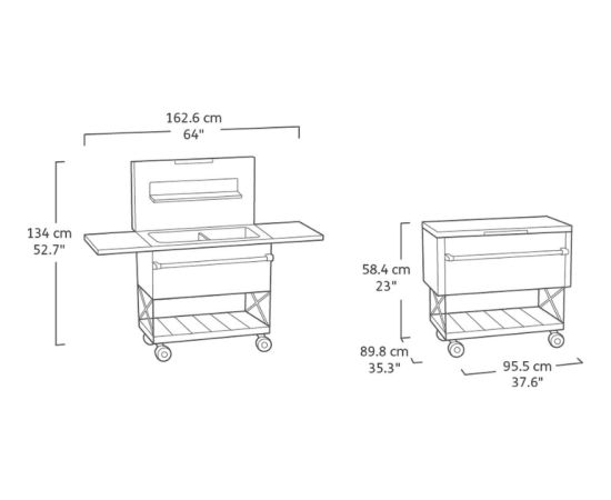Keter Dārza bārs uz riteņeim ar dzsētāju Patio Cooler&Beverage pelēks