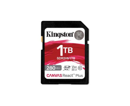 Kingston Technology 1TB Canvas React Plus SDXC UHS-II 280R/150W U3 V60 for Full HD/4K