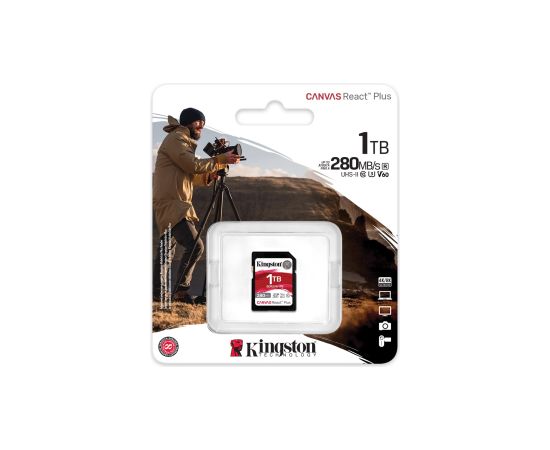 Kingston Technology 1TB Canvas React Plus SDXC UHS-II 280R/150W U3 V60 for Full HD/4K