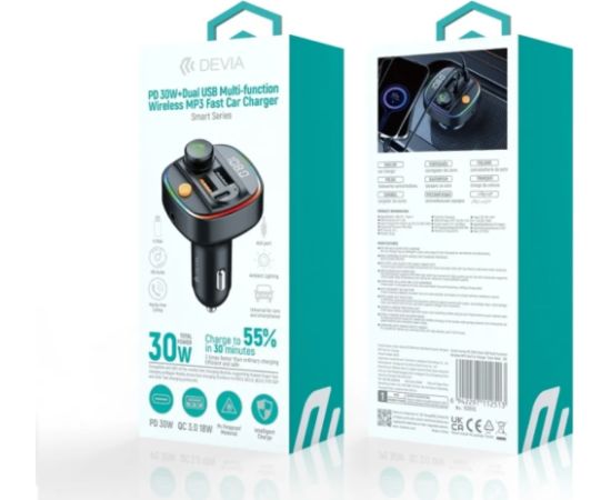 Devia Smart FM Transmitter Bluetooth PD 30W Auto lādētājs