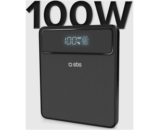 Powerbank SBS 20000mAh, 100W, LCD, Slim, Black