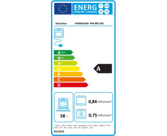 Electrolux LKK664220X Gāzes plīts 60cm Ner. tēr.