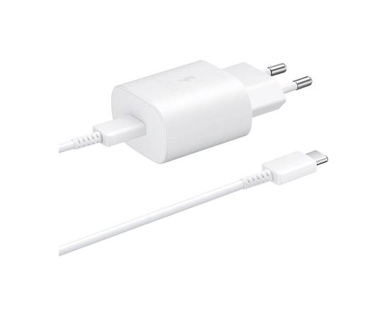 EP-TA800EWE + EP-DA705BWE Samsung 25W lādētājs + USB-C|USB-C datu kabelis balts (OEM)