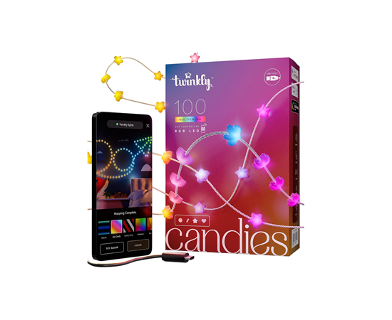 Twinkly Candies Stars, RGB, 100 LED, USB-C, 6 m, caurspīdīgs vads - Viedā gaismas virtene