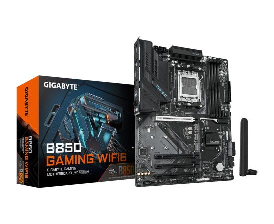 Mainboard GIGABYTE AMD B850 SAM5 ATX Memory DDR5 Memory slots 4 4xPCI-Express 16x 3xM.2 1xHDMI 1xDisplayPort 1xAudio-In 1xAudio-Out 1xMicrophone 4xUSB 2.0 4xUSB 3.2 1xUSB-C 1xPS/2 1xRJ45 B850GAMINGWF6