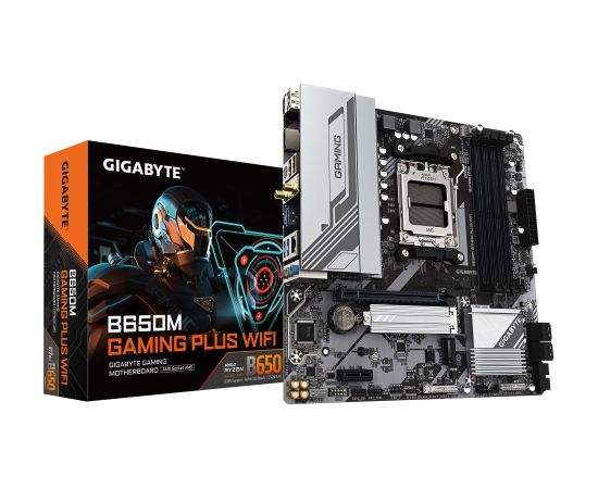 Mainboard GIGABYTE AMD B650 SAM5 Micro-ATX Memory DDR5 Memory slots 4 1xPCI-Express 1x 1xPCI-Express 16x 1xM.2 1xHDMI 2xDisplayPort 2xUSB 2.0 3xUSB 3.2 1xUSB-C 1xPS/2 B650MGAMINGPLUSWF1.1