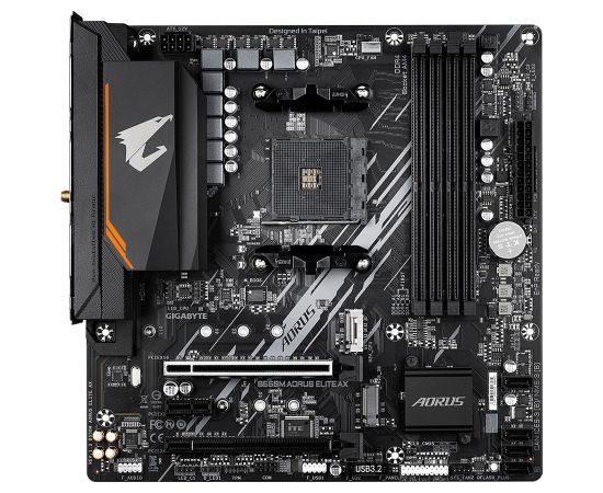 Mainboard GIGABYTE AMD B550 SAM4 Micro-ATX Memory DDR4 Memory slots 4 1xPCI-Express 3.0 1x 1xPCI-Express 3.0 4x 1xPCI-Express 4.0 16x 2xM.2 1xDVI-D 1xHDMI 4xUSB 2.0 4xUSB 3.2 1xPS/2 1xRJ45 3xAudio port B550MAORUSELITEAX1.3