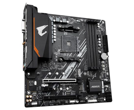 Mainboard GIGABYTE AMD B550 SAM4 Micro-ATX Memory DDR4 Memory slots 4 1xPCI-Express 3.0 1x 1xPCI-Express 3.0 4x 1xPCI-Express 4.0 16x 2xM.2 1xDVI-D 1xHDMI 4xUSB 2.0 4xUSB 3.2 1xPS/2 1xRJ45 3xAudio port B550MAORUSELITEAX1.3