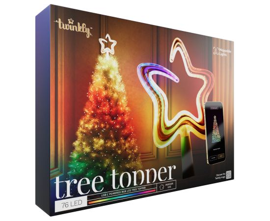 Twinkly Tree Topper, RGB, 76 LED, USB-C, balta - Viedās gaismas egles galotnes rotājums