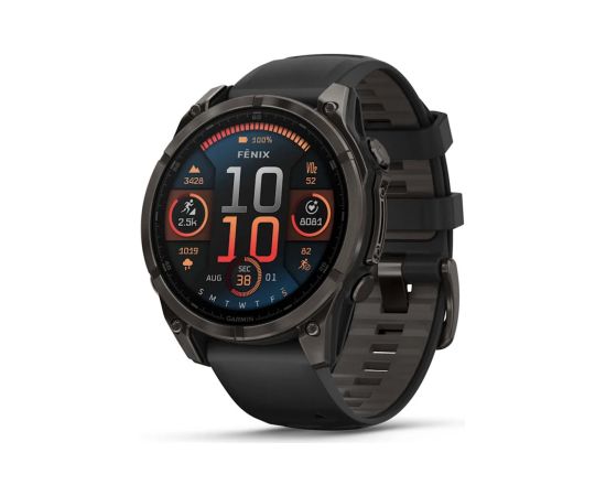 Garmin fēnix® 8 47mm AMOLED Sapphire Carbon grey DLC titanium with Black/pebble grey silicone band