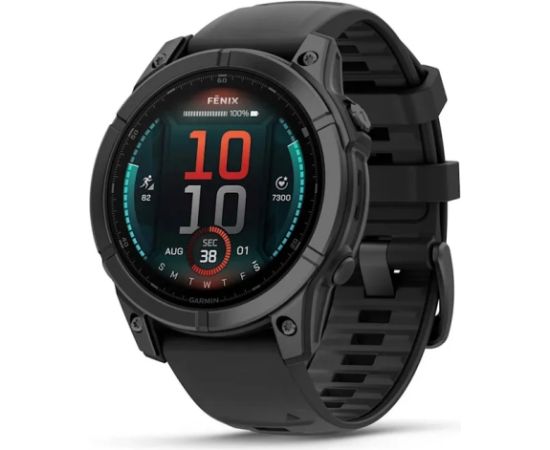 Garmin fēnix® E – 47 mm, AMOLED, Slate grey steel with Black silicone band