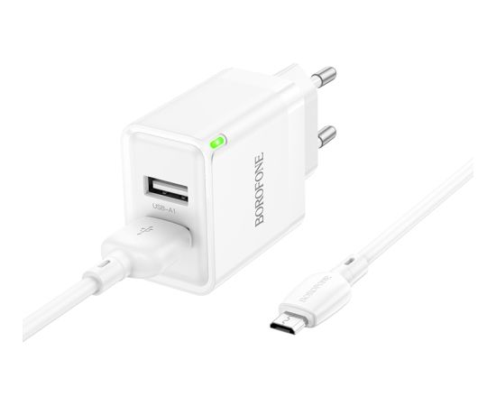 OEM Borofone Wall charger BN15 Strong - 2xUSB - 2,1A with USB to Micro USB cable white