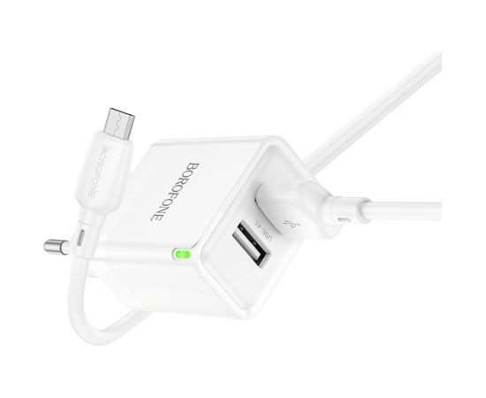 OEM Borofone Wall charger BN15 Strong - 2xUSB - 2,1A with USB to Micro USB cable white