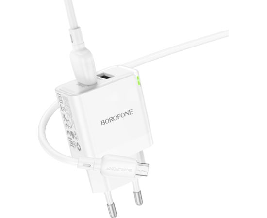 OEM Borofone Wall charger BN15 Strong - 2xUSB - 2,1A with USB to Micro USB cable white