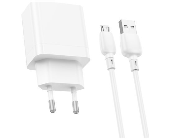 OEM Borofone Wall charger BN15 Strong - 2xUSB - 2,1A with USB to Micro USB cable white