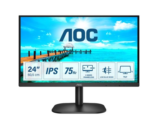 AOC B2 24B2XD LED display 60.5 cm (23.8") 1920 x 1080 pixels Full HD Black