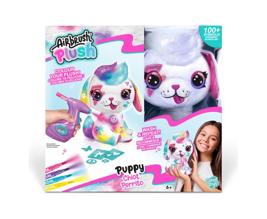 AIRBRUSH PLUSH Plīša DIY komplekts Kucēns ar aerogrāfijas, 26 cm