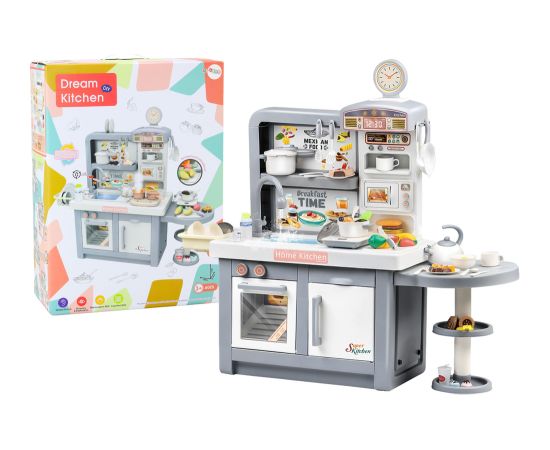 Leantoys Dream Kitchen For Children Lights Sounds Steam Accessories Gray