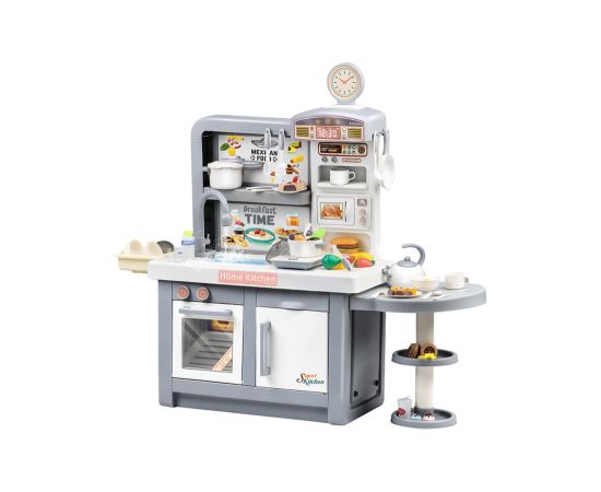 Leantoys Dream Kitchen For Children Lights Sounds Steam Accessories Gray