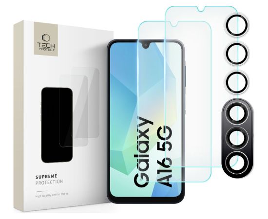 TECH-PROTECT SUPREME KOMPLEKTS GALAXY A16 4G | 5G CAURSPĪDĪGS RŪDĪTS STIKLS