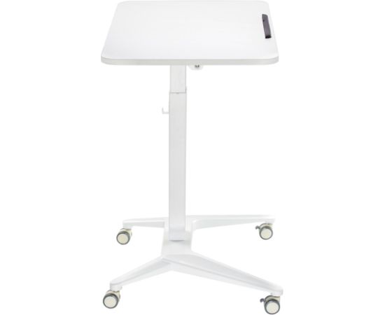 Maclean MC-453 W Mobile Laptop Desk with Pneumatic Height Adjustment, Laptop Table with Wheels, 80 x 52 cm, Max. 8 kg, Height Adjustable Max. 109 cm (White)