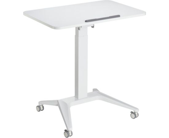 Maclean MC-453 W Mobile Laptop Desk with Pneumatic Height Adjustment, Laptop Table with Wheels, 80 x 52 cm, Max. 8 kg, Height Adjustable Max. 109 cm (White)