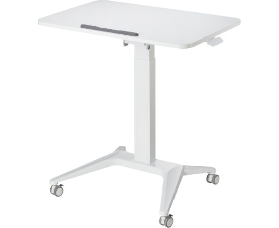 Maclean MC-453 W Mobile Laptop Desk with Pneumatic Height Adjustment, Laptop Table with Wheels, 80 x 52 cm, Max. 8 kg, Height Adjustable Max. 109 cm (White)