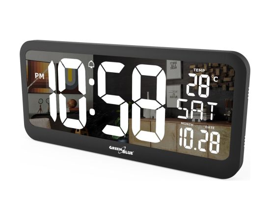 Maclean Large Digital Clock Wall Mount Free Standing with Temperature Sensor 37x17cm LCD Display Power Adapter & Battery Operated