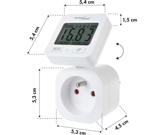 GreenBlue energy meter, wattmeter, 16A, max. 3680W, sub-memory, GB615 E