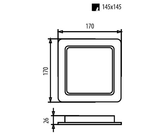 Maclean MCE374S LED Ceiling Panel Flush Mount SLIM 18W Neutral White 4000K 170x170x26mm 1900lm