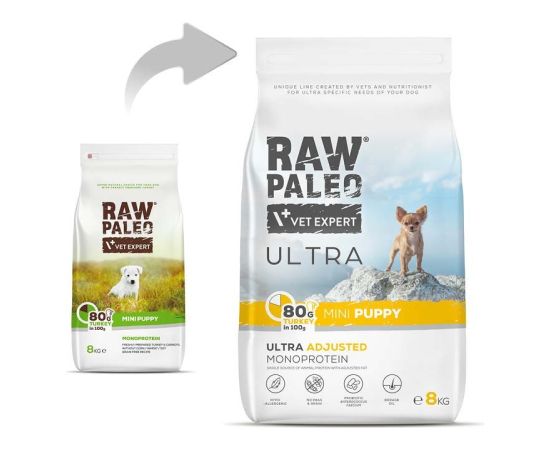 RAW PALEO Ultra Mini Puppy Turkey - dry food for puppies - 8 kg