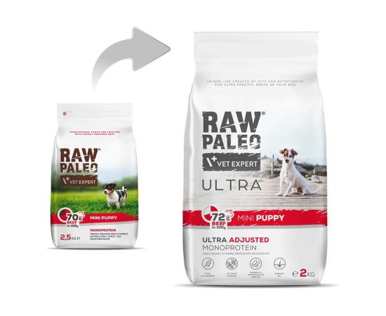 RAW PALEO Ultra Mini Puppy Beef - dry food for puppies of small breeds - 2 kg