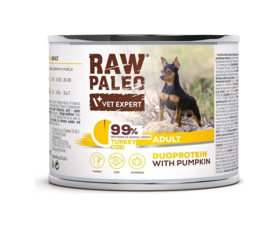 RAW PALEO Duoprotein Turkey & Cod Adult - wet dog food - 200g