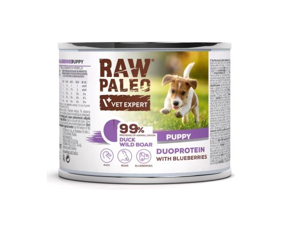 RAW PALEO Duoprotein Duck & Boar Puppy - wet dog food - 200g