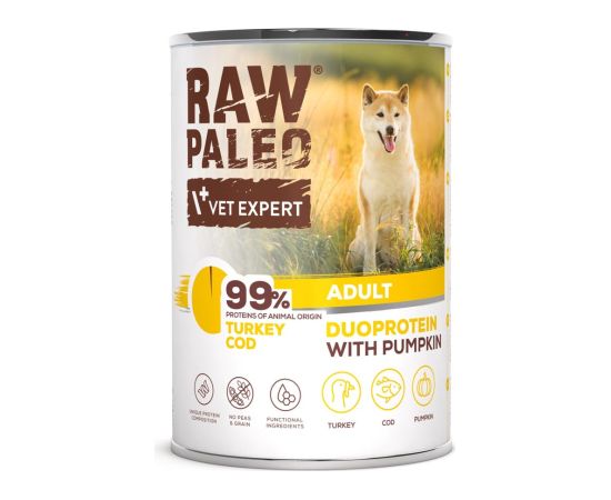 RAW PALEO Duoprotein Turkey & Cod Adult - wet dog food - 400g