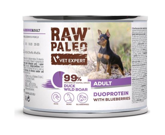 RAW PALEO Duoprotein Duck & Boar Adult - wet dog food - 200g