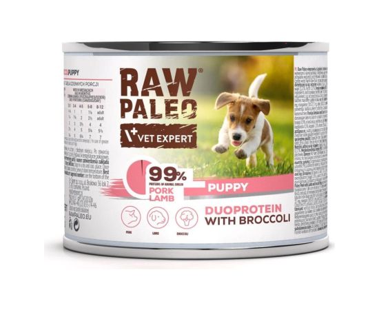 RAW PALEO Duoprotein Pork & Lamb Puppy - wet dog food - 200g