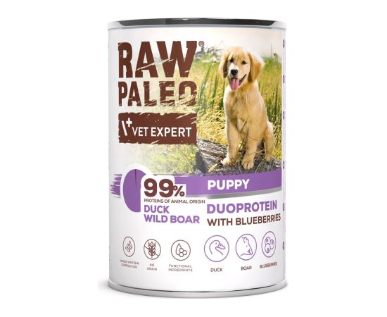 RAW PALEO Duoprotein Duck & Boar Puppy - wet dog food - 400g