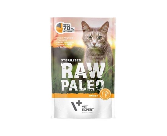 RAW PALEO Adult Cat Sterilised Turkey - wet cat food - 100 g